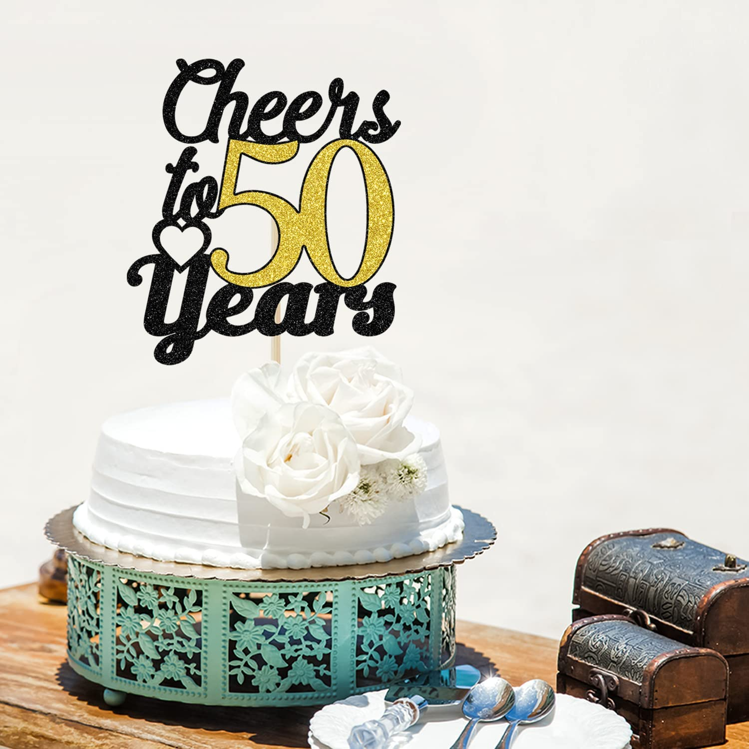 Kuchenstecker Cheers to 30 Years Tortenstecker Topper Dekoration für Torten / Kuchen - Schwarz / Gold