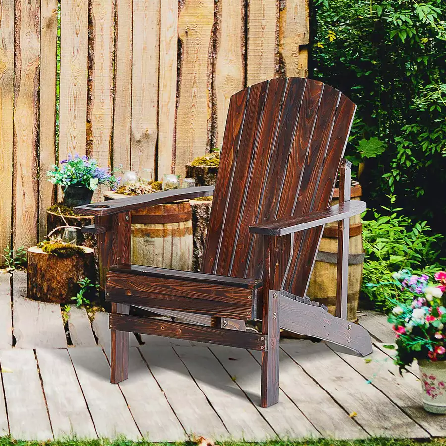 Outsunny Gartenstuhl aus Massivholz braun