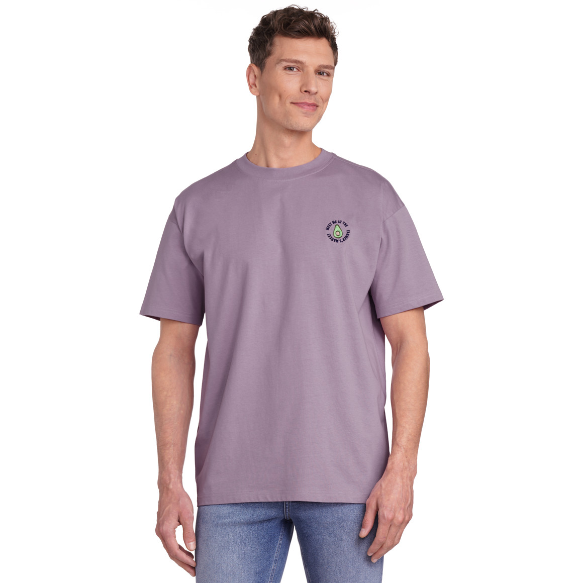 Jonas Nielsen Herren T-Shirt mit Stickerei helllila