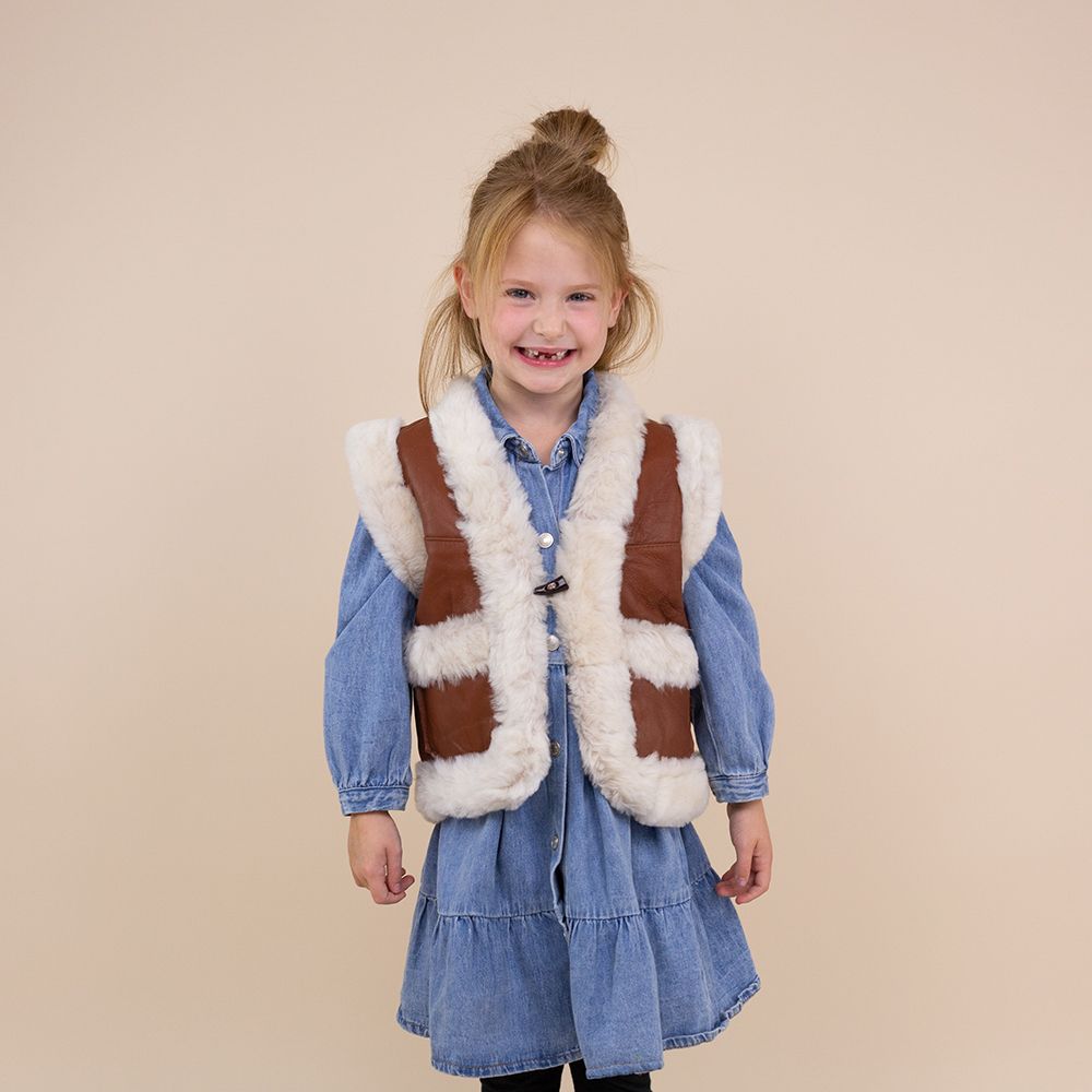 Kids waistcoat Zehra ster cognac