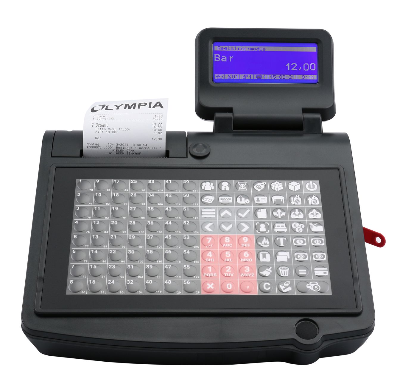 Olympia CM 985 Registrierkasse TSE 3 Jahren Lizenzlaufzeit GoBD/GDPdU-konformSchwarz