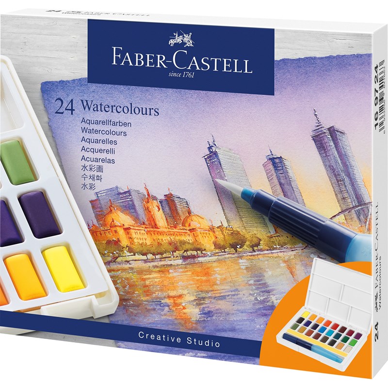 Faber-Castell<br>Vandfarver med Pensel 24 stk
