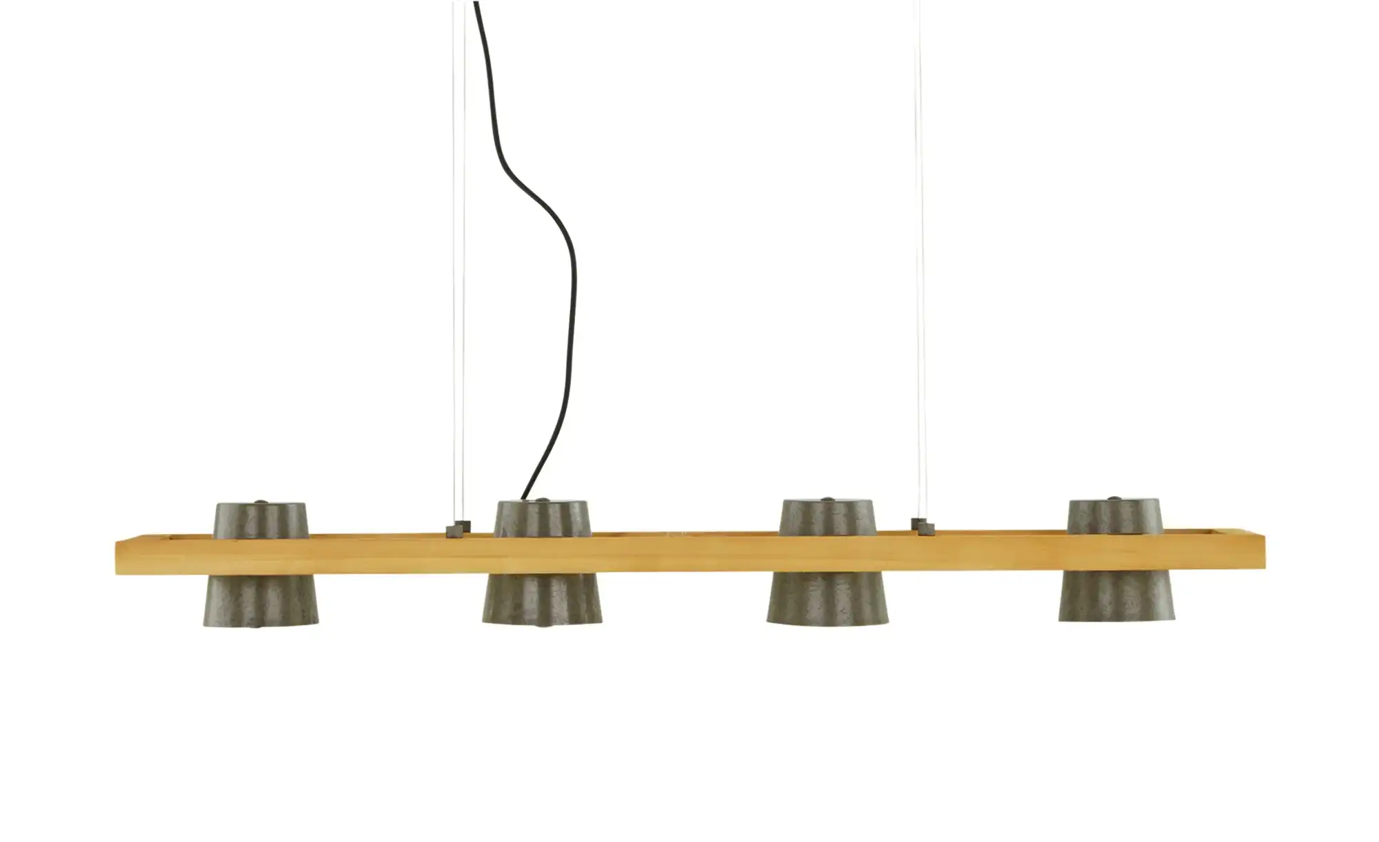 Trio Pendelleuchte, 4-flammig, Nickel antik mit Pinienholz