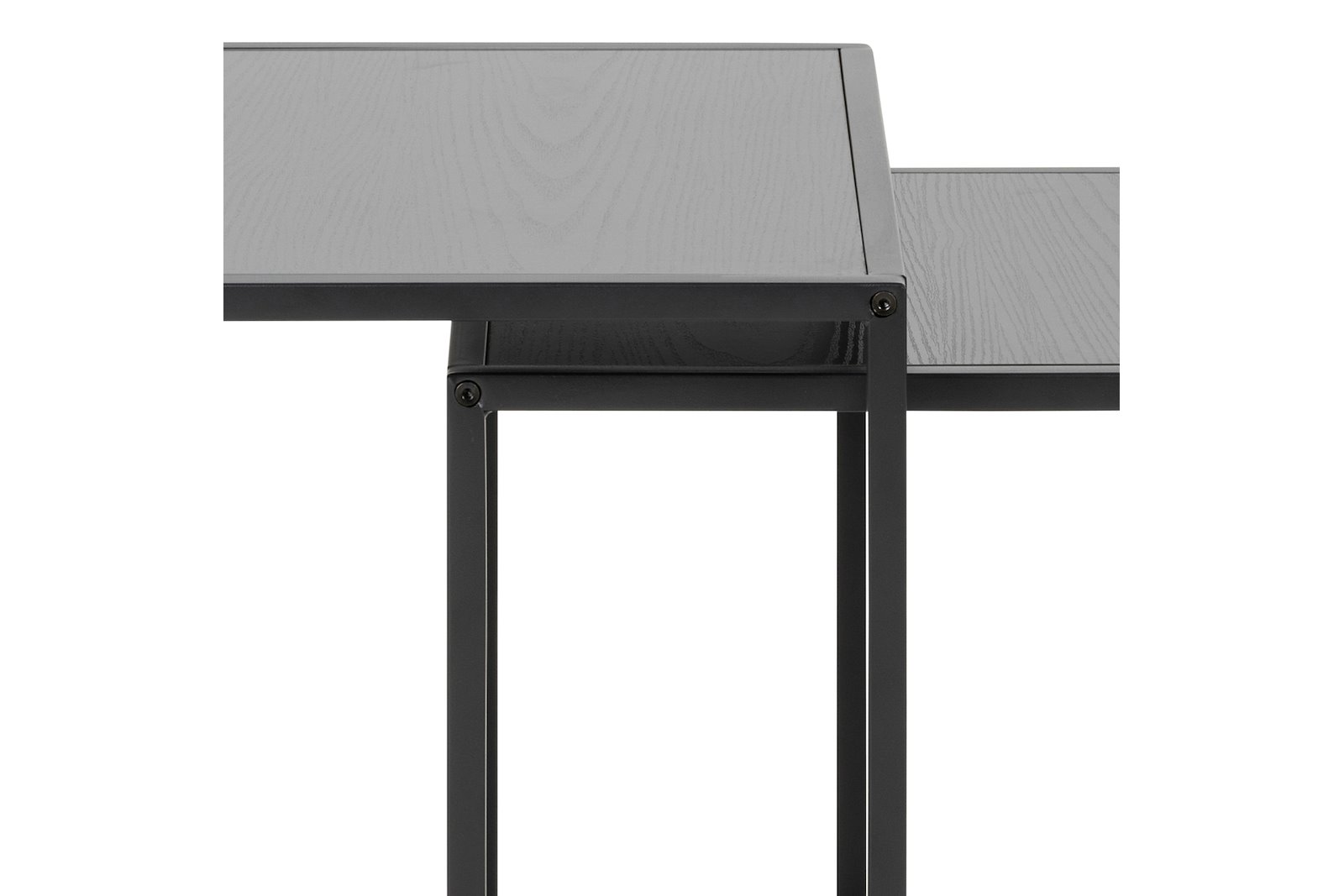 Seaford settbord Sort foliert med sort metall understell. Sett av 2 bord