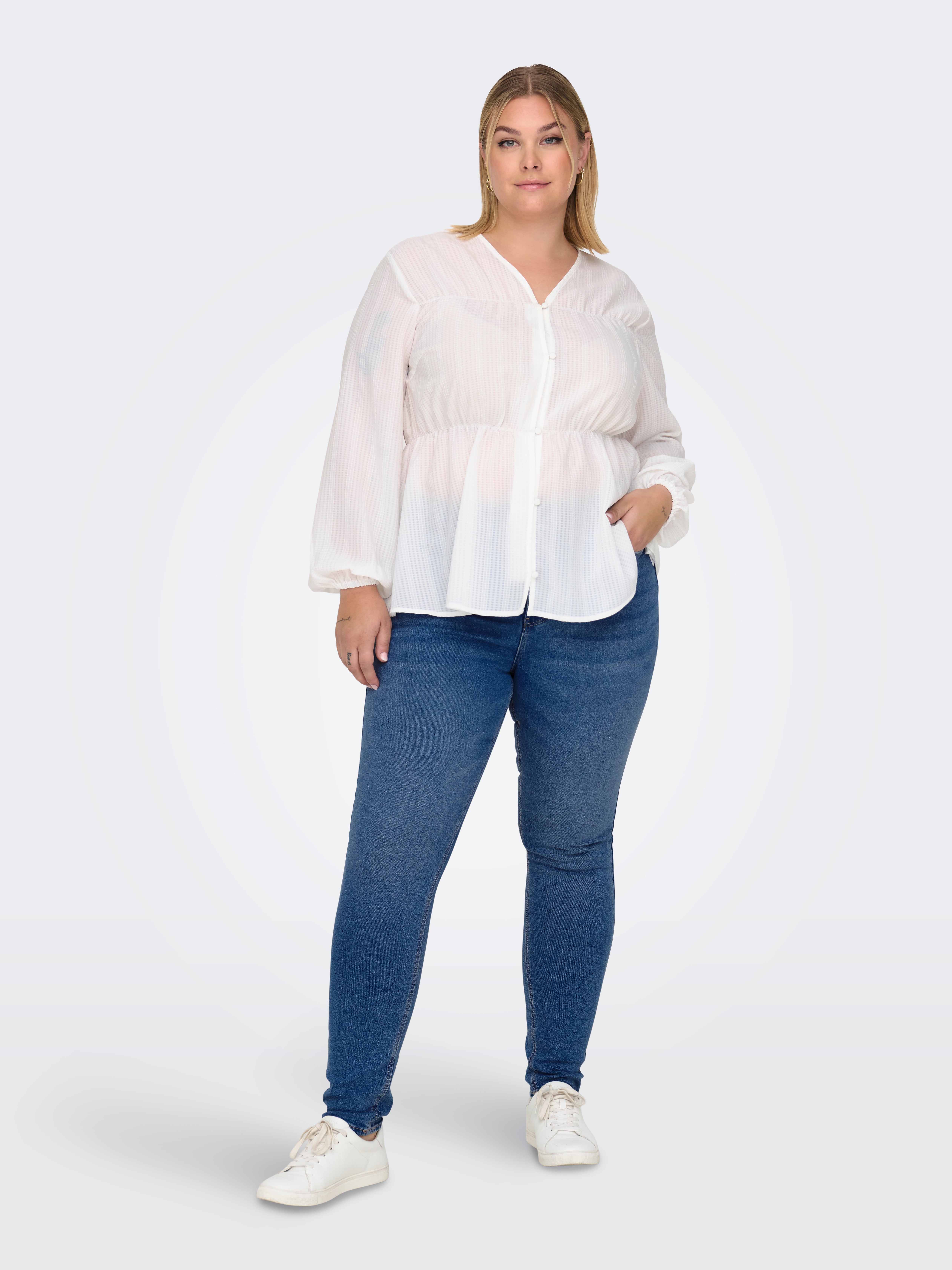 CARLUNA Hohe Taille Skinny Fit Jeans Light Blue Denim