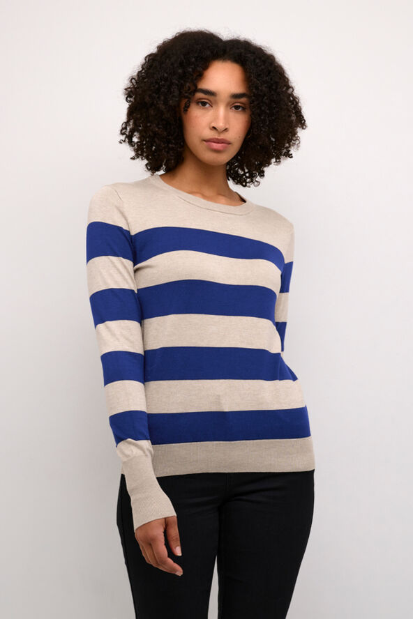 Kaffe KAlizza Striped Knit Pullover Blue/feather gray mel. stripe