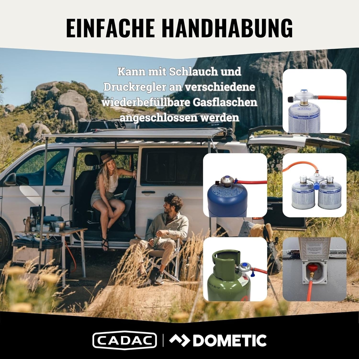 CADAC - 2 Cook 3 Pro Deluxe - 50mBar - Grillen - Tragbare Grills - Kochfläche aus Edelstahl - Inkl. Tragetasche - Campingplatz - BBQ-Must-Haves - Grau Grün