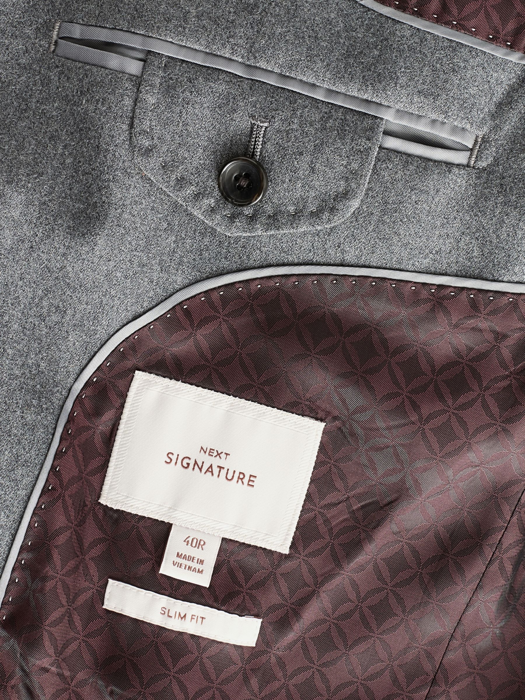 Grijs - Slim Fit - Signature Zignone Italian Wool Cashmere Blend Flannel Suit Jacket