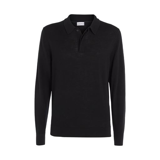 Calvin Klein Merino Polo Pullover, Sort, M