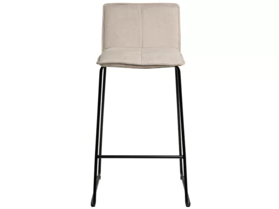 Tabouret moderne tissu avec pieds en métal noir Botane-Couleur Beige clair-Hauteur d'assise 65 cm