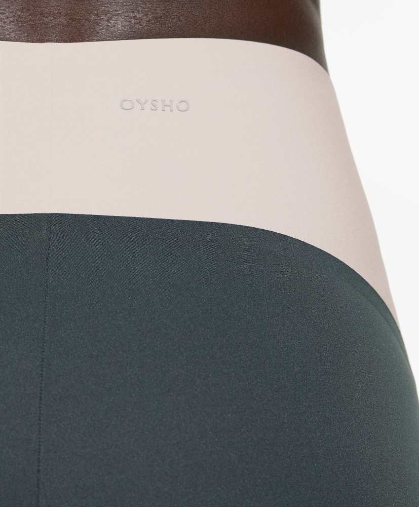 Leggings de compressão com blocos de cor até o tornozelo, 65 cm