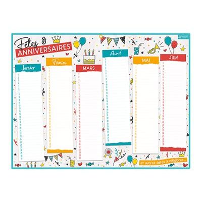 Bouchut - Calendrier perpétuel Fêtes et anniversaires - 32 x 42 cm