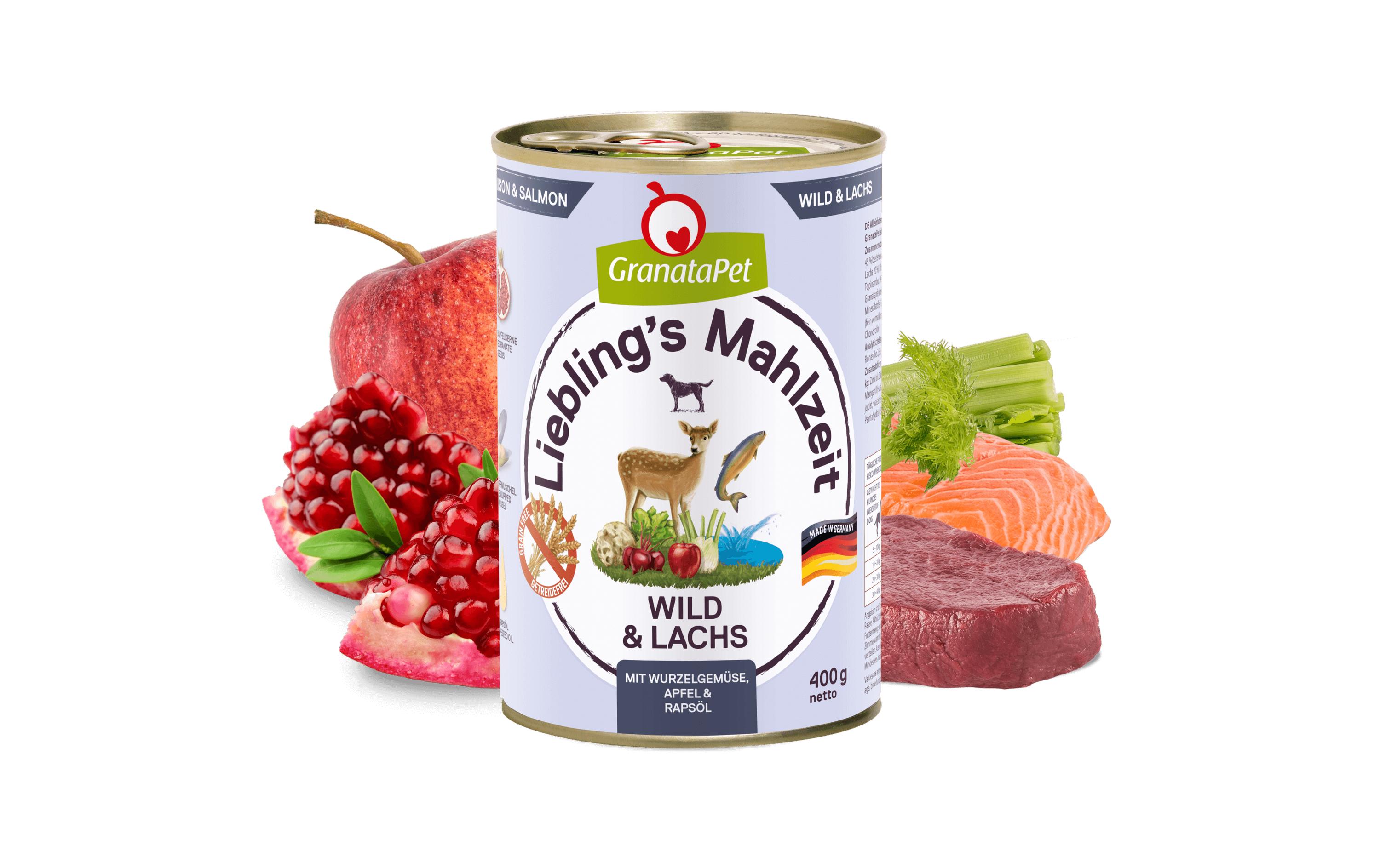 Nassfutter Liebling's Mahlzeit Wild & Lachs 400 gAlleinfuttermittel für ausgewachsene Hunde