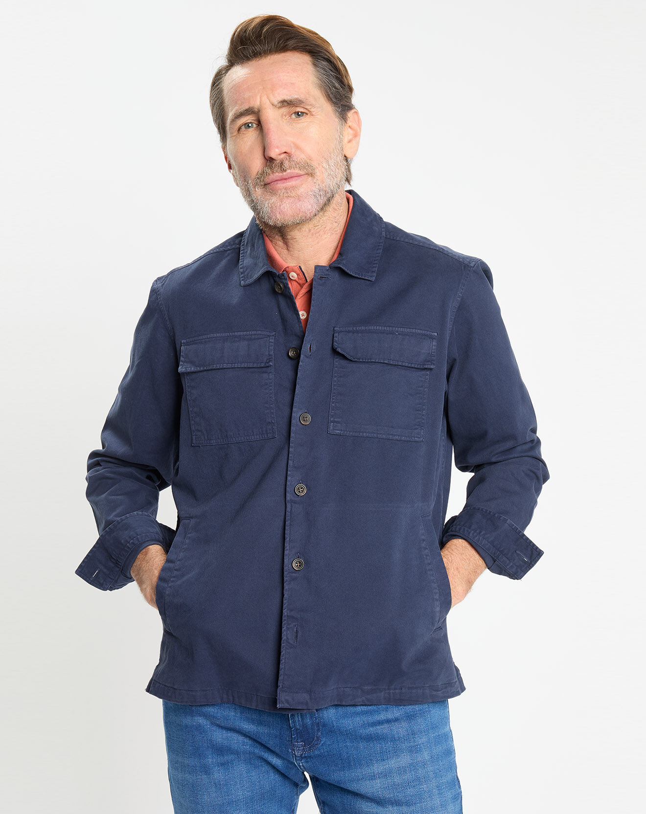 Hackett London Surchemise en Twill Canvas bleu marine