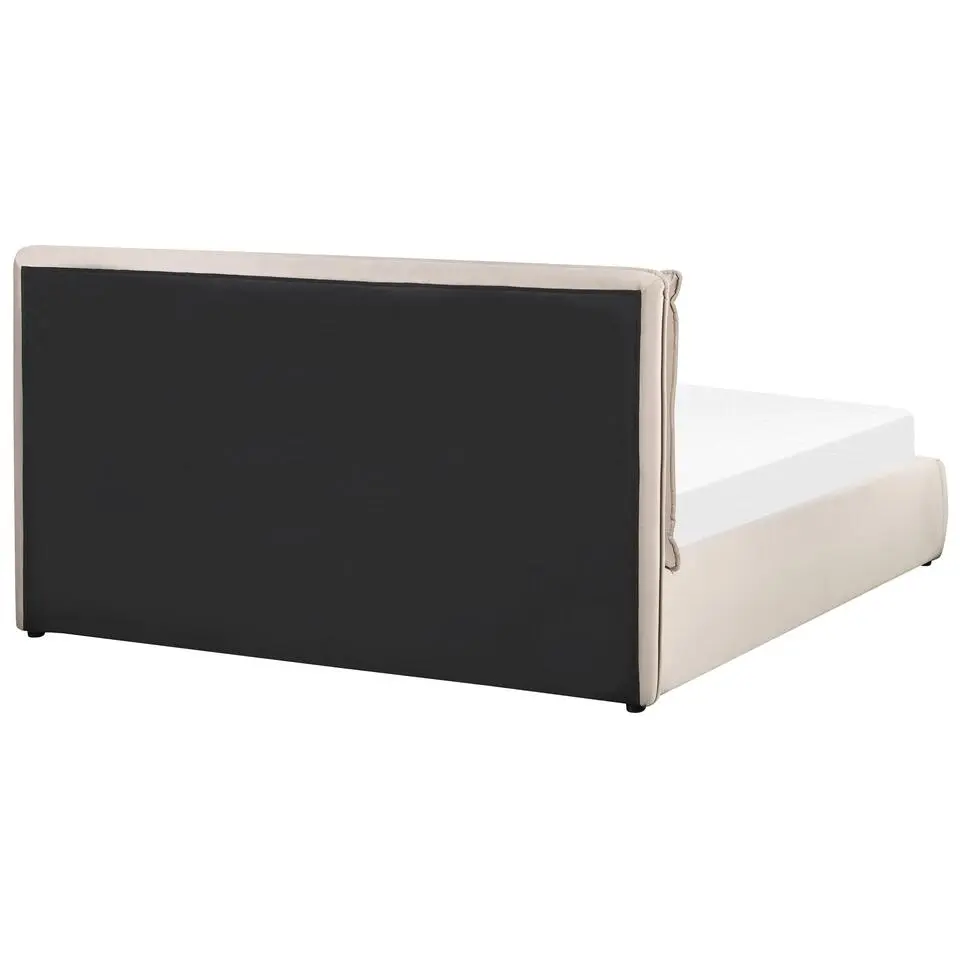 BAJONNA - Bed met opbergruimte - Beige - 160 x 200 cm - Fluweel