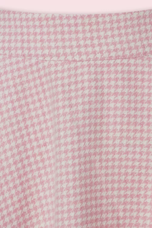 Banned Retro Florence Houndstooth gebreide swing rok in roze