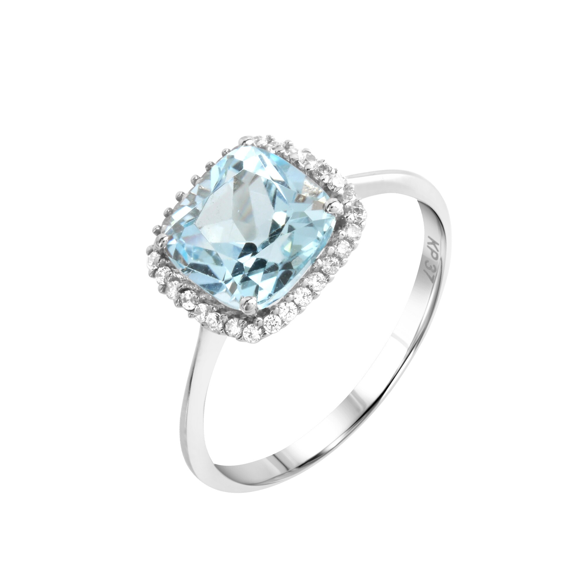 Fascination by Ellen K. Ring 375 Weißgold mit Blautopas (beh.) und Zirkonia weiß