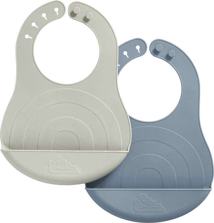 Cam Cam Copenhagen Silicone Bibs Rainbow, Midnight Mix, 2-pack Midnight blue