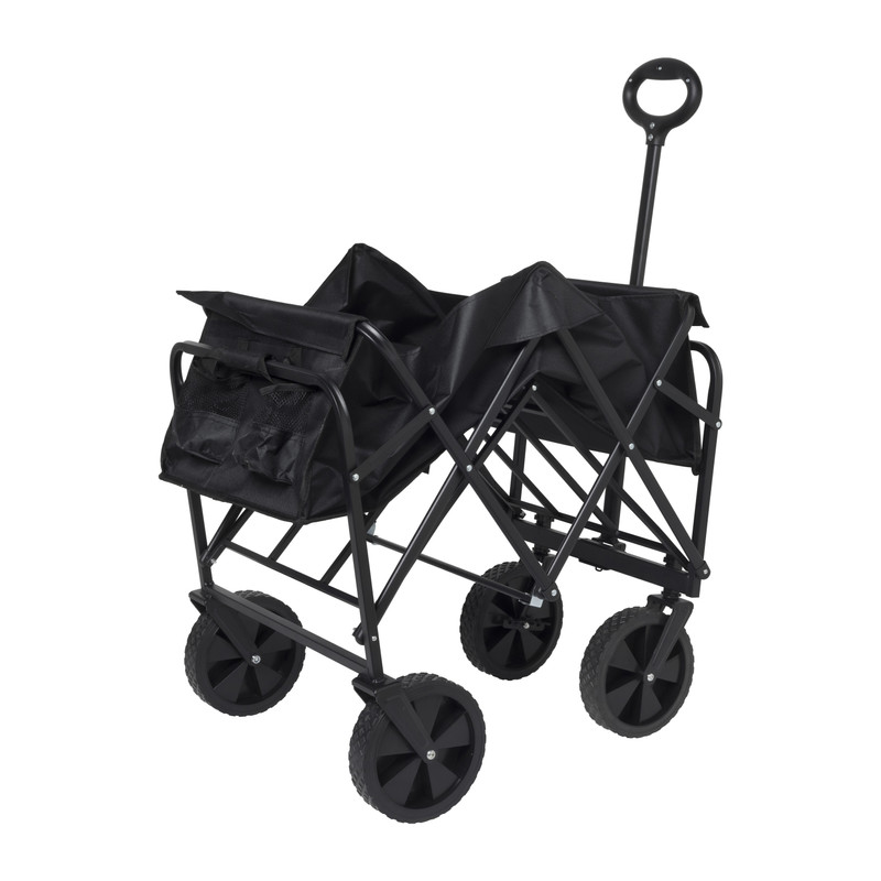 Opvouwbare bolderkar - zwart - 103x54x108 cm