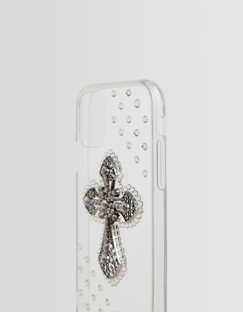 Capa para iPhone com cruz de strass