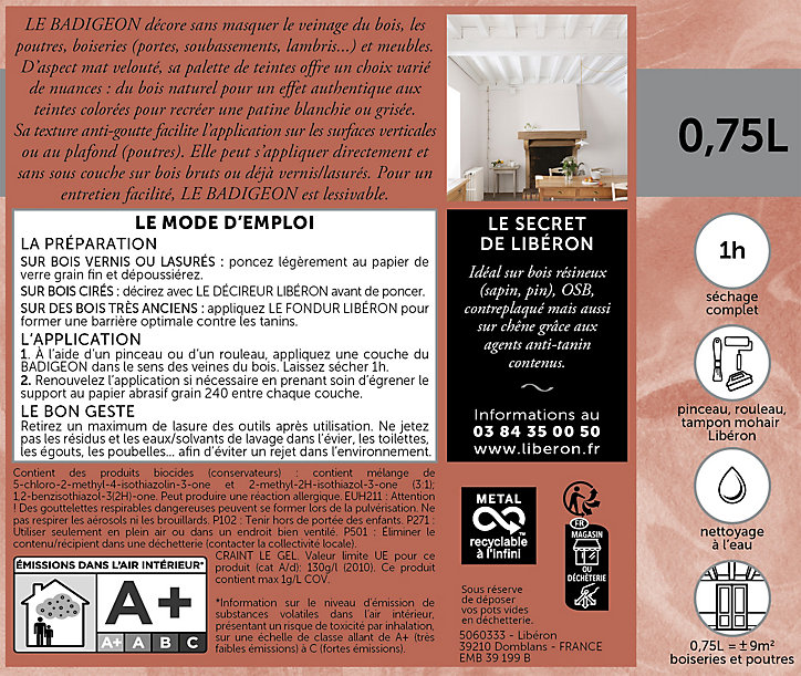 Badigeon meubles, poutres et boiseries Libéron bois brut 750ml