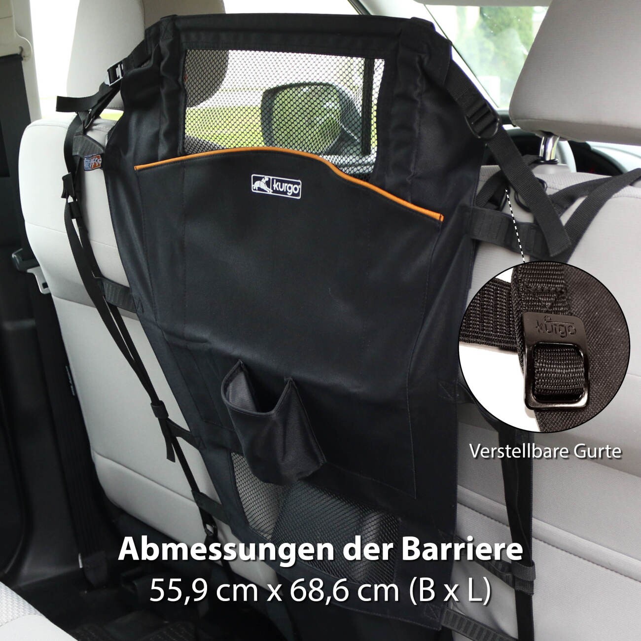 Kurgo Rücksitz-Trennwand für Hunde, Schwarz