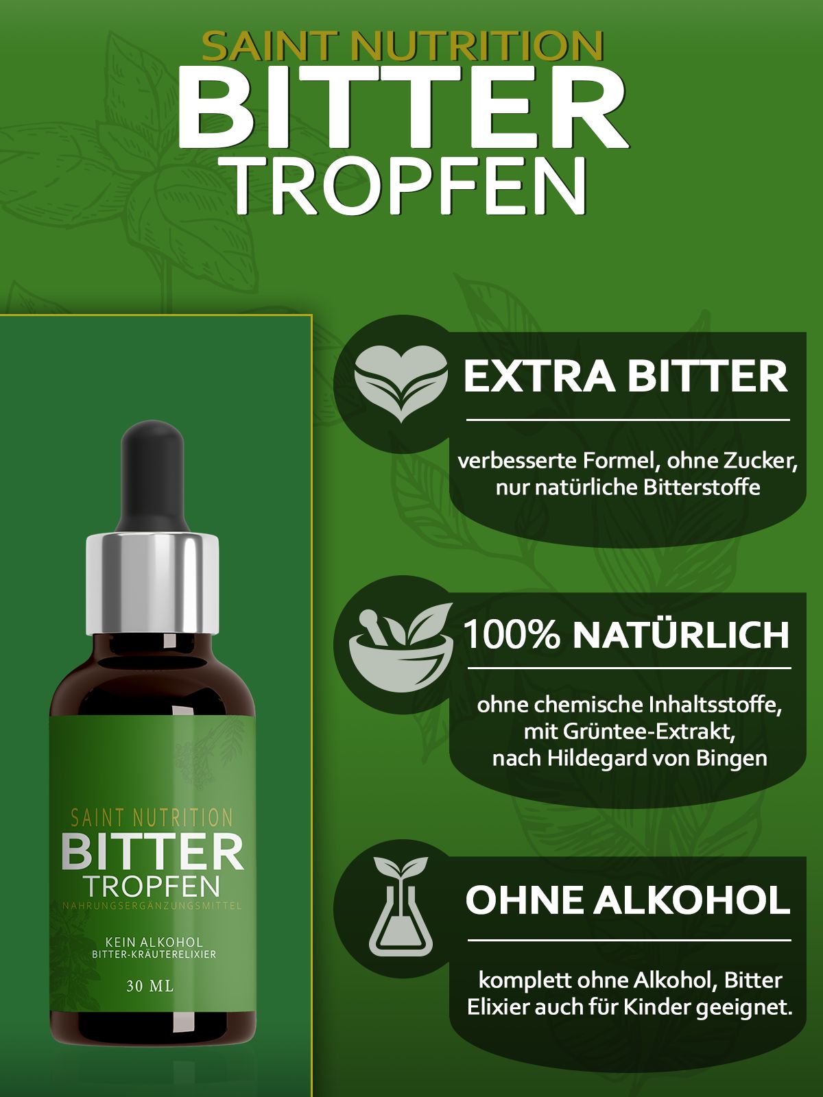 Saint Nutrition® | Bitter Tropfen | Hildegard von Bingen