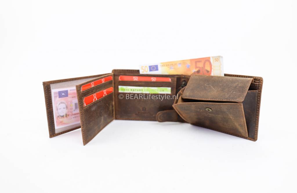 Billfold 'Jan' vintage bruin Vintage bruin