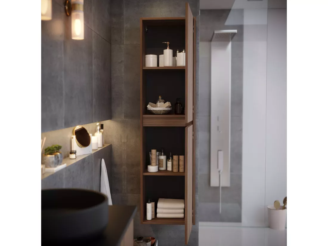 Colonne de salle de bain ORON 2 portes 150x40x31,5 cm noyer T-BATH