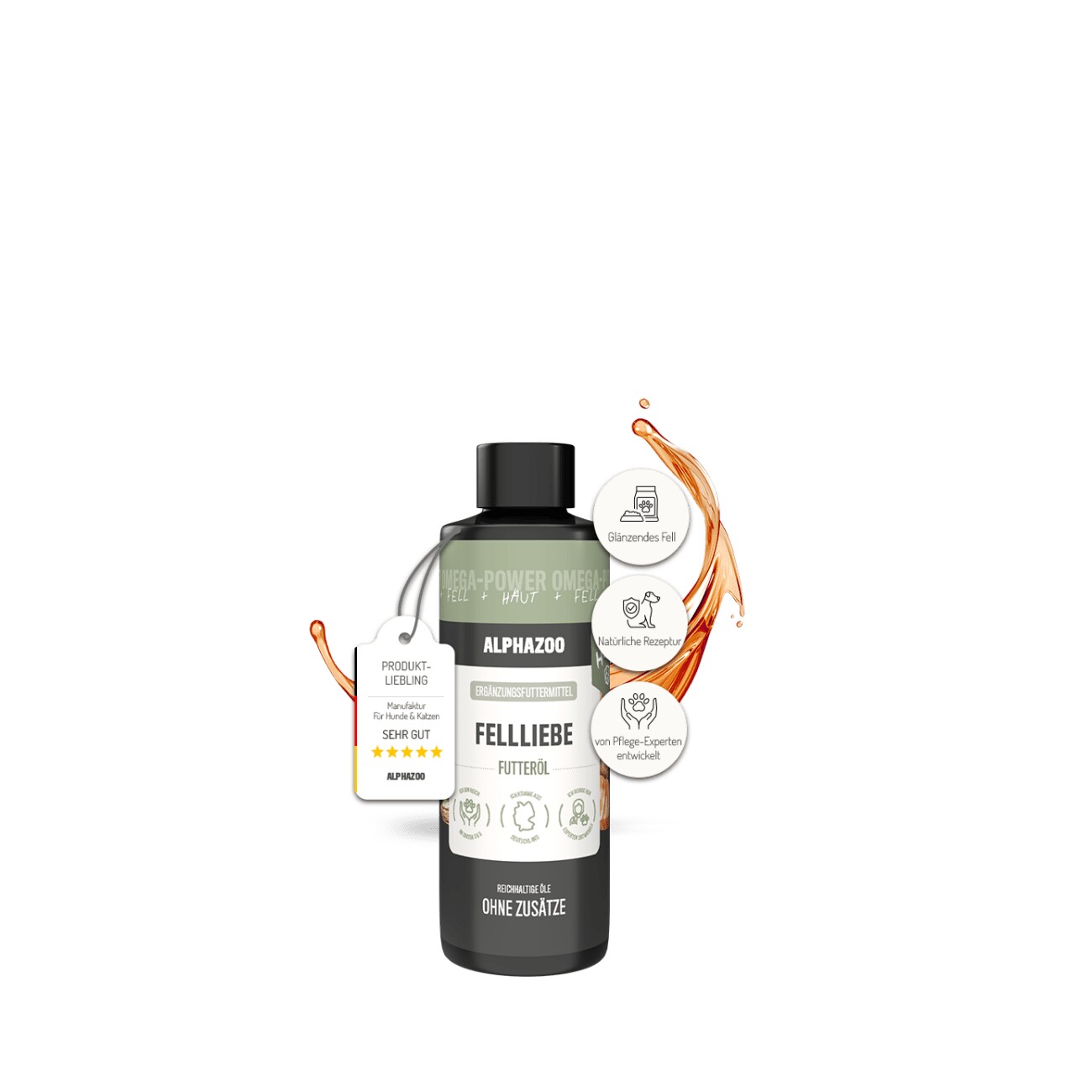 ALPHAZOO Fellliebe Futteröl für Hunde und Katzen 250 ml