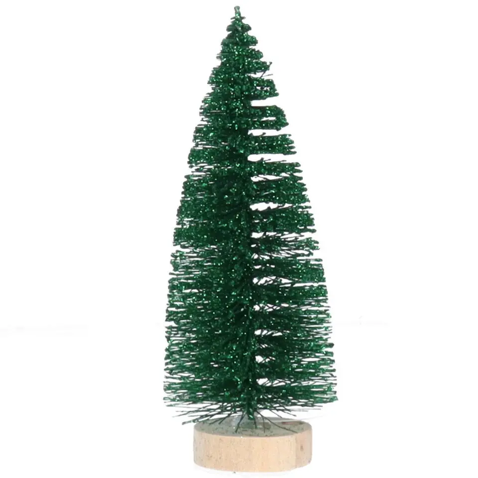 House of Seasons Mini kerstboompje - groen - glitter - H15 cm