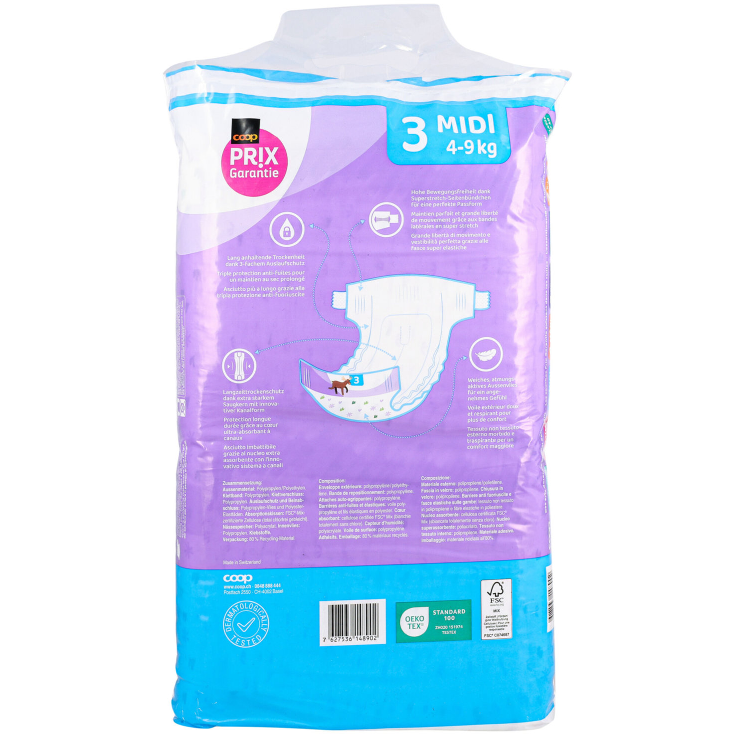 Prix Garantie Baby Windeln Midi Grösse 3,4-9kg, 56 Stück