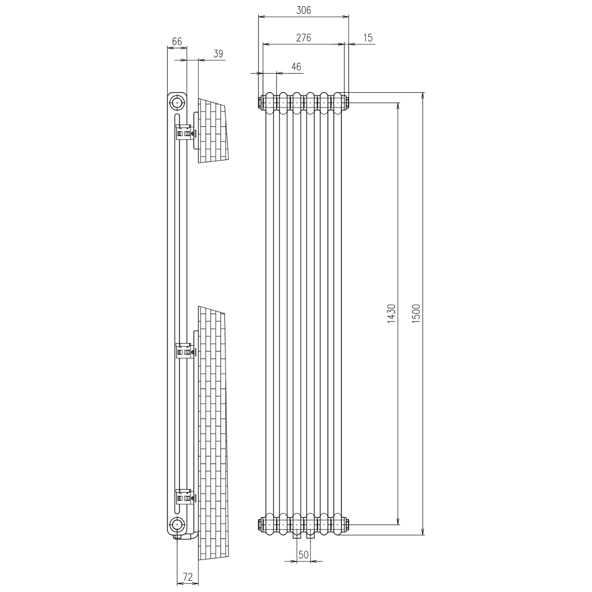 Sapho Fede handdoekradiator mat wit 31x150cm 643W