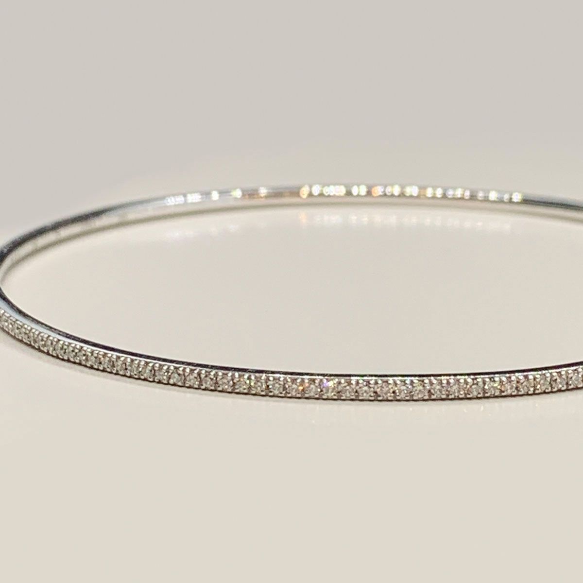Bracelet jonc d'occasion or 750 blanc diamants