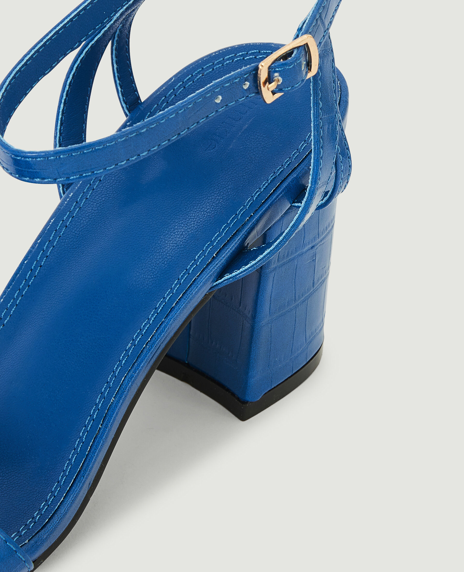 Sandales à talon effet croco - Bleu marine
