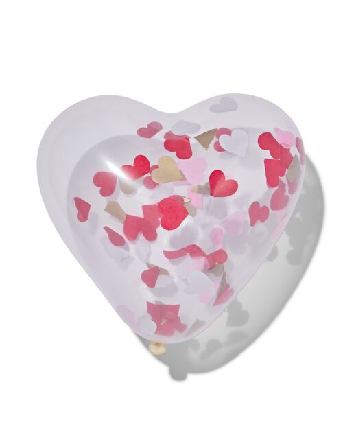 6 ballons à confettis coeur 30 cm