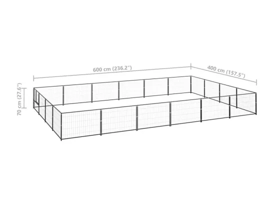Chenil extérieur cage enclos noire 600 x 400 x 70 cm 02_0000512