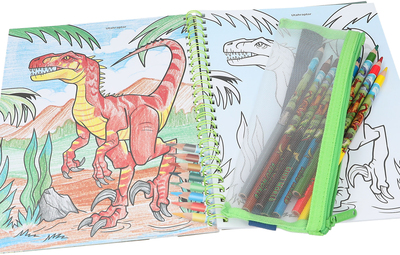 Dino World Fargeleggingsbok med Fargeblyanter