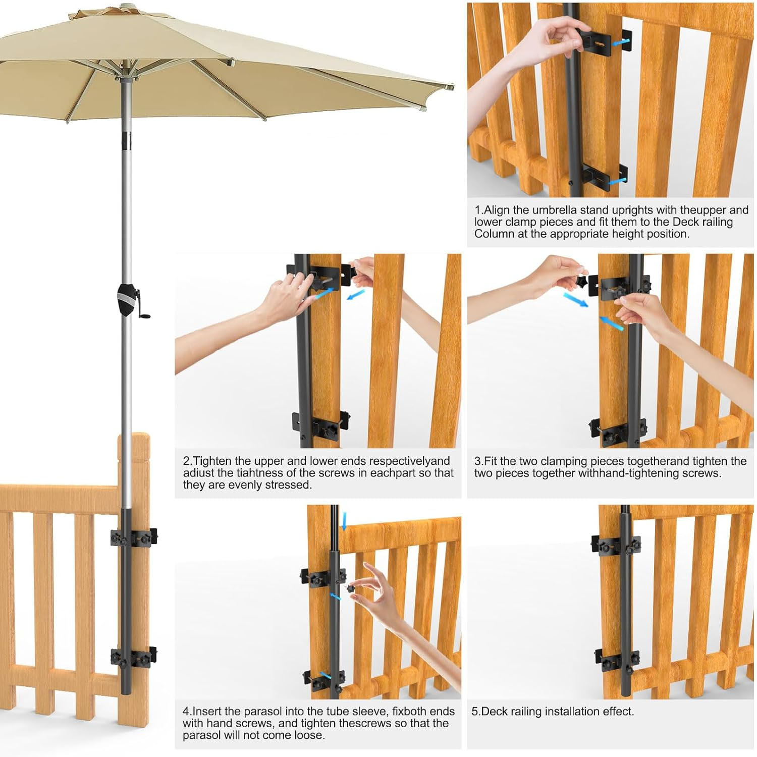 (70.5cm) Universal Eisen Sonnenschirm Halterung Balkon Geländer Klemme Schirm Ständer - Schwarz