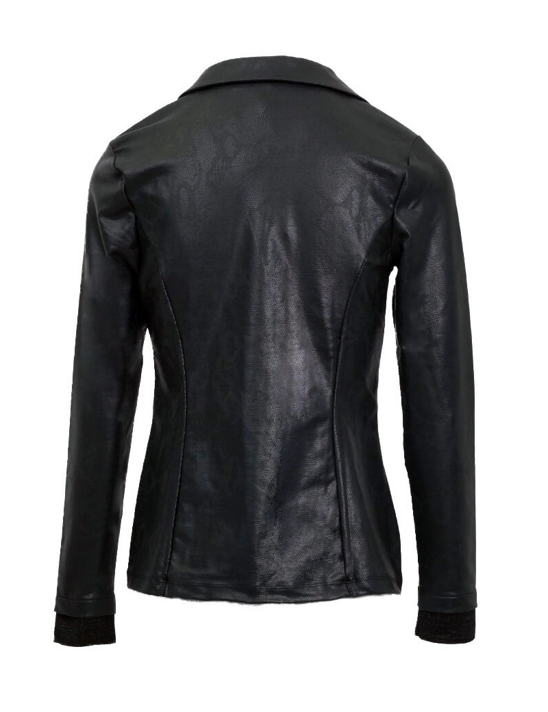 HBT INSOLITES - SHIRLEY VESTE BLAZER COURT NOIR IMPRIMÉ SERPENT