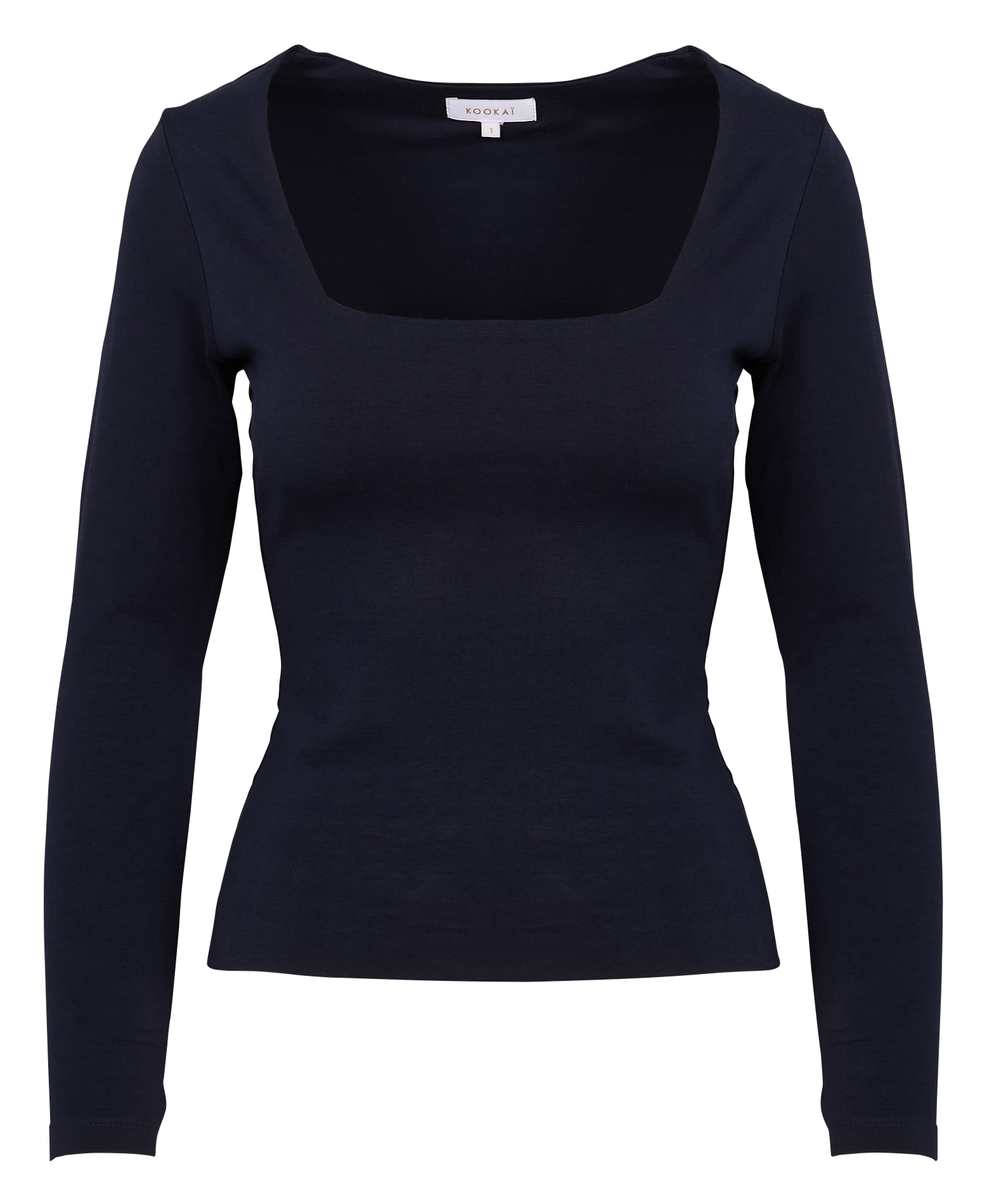 CLEMENTINE - Top col carré en coton mélangé | Bleu