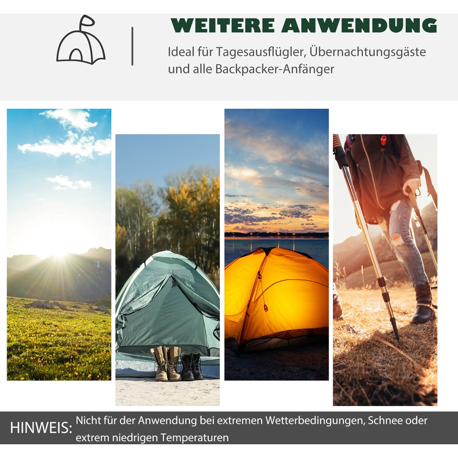 Outsunny Campingzelt für 3-4 Personen dunkelgrün, schwarz