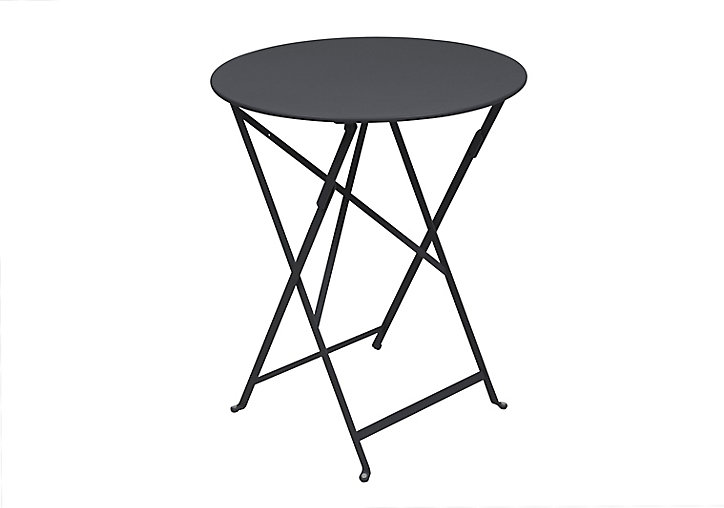 Table de jardin pliante Bistro en métal coloris carbone Ø.60 x H.74 cm