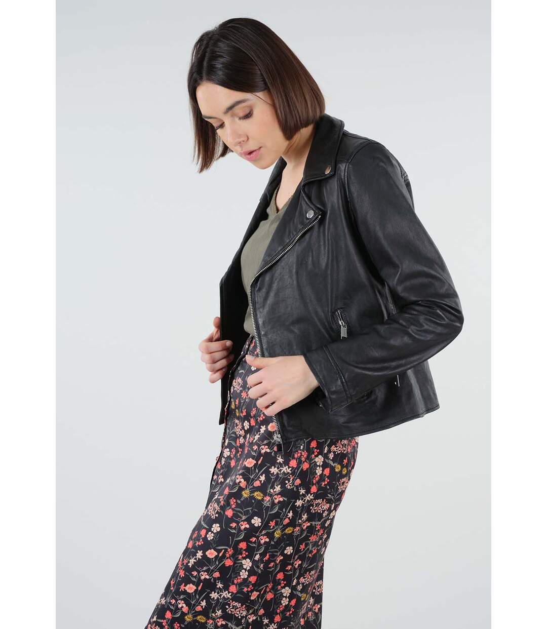 Blouson en cuir style motard NYAH