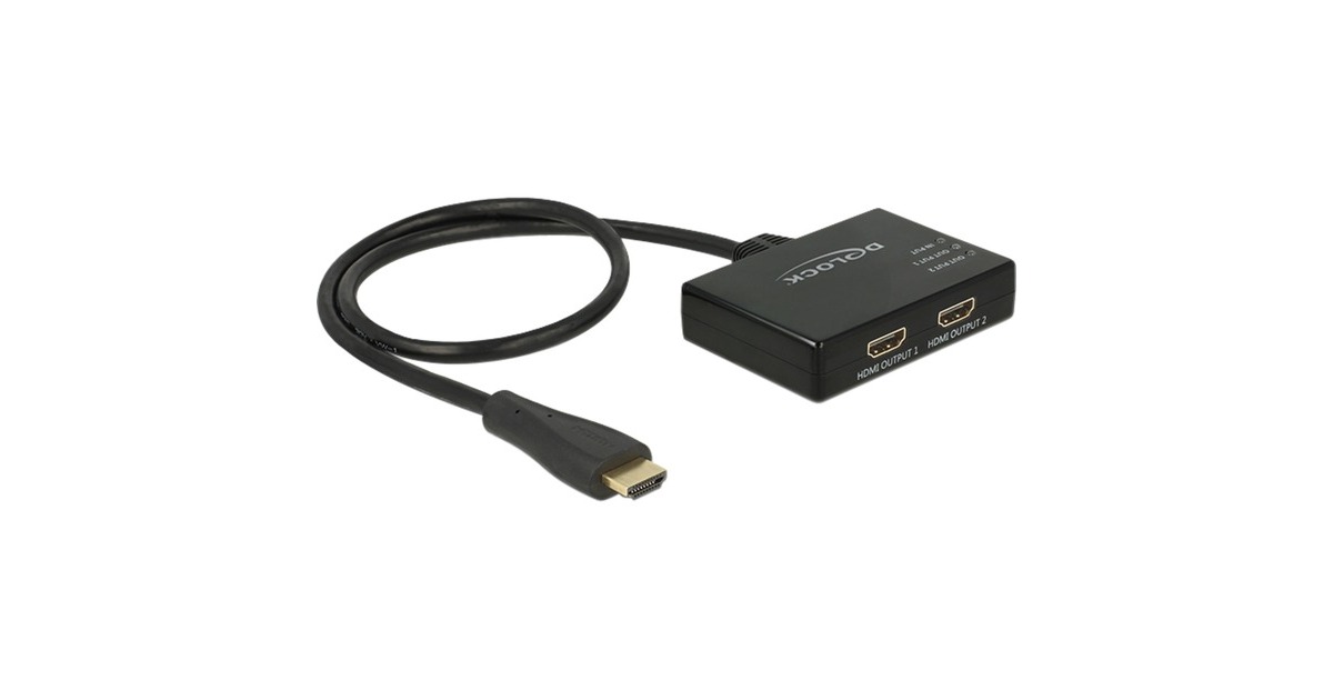 DeLOCK1x HDMI in > 2x HDMI out hdmi splitter  (Zwart, 60 centimeter, 4K)