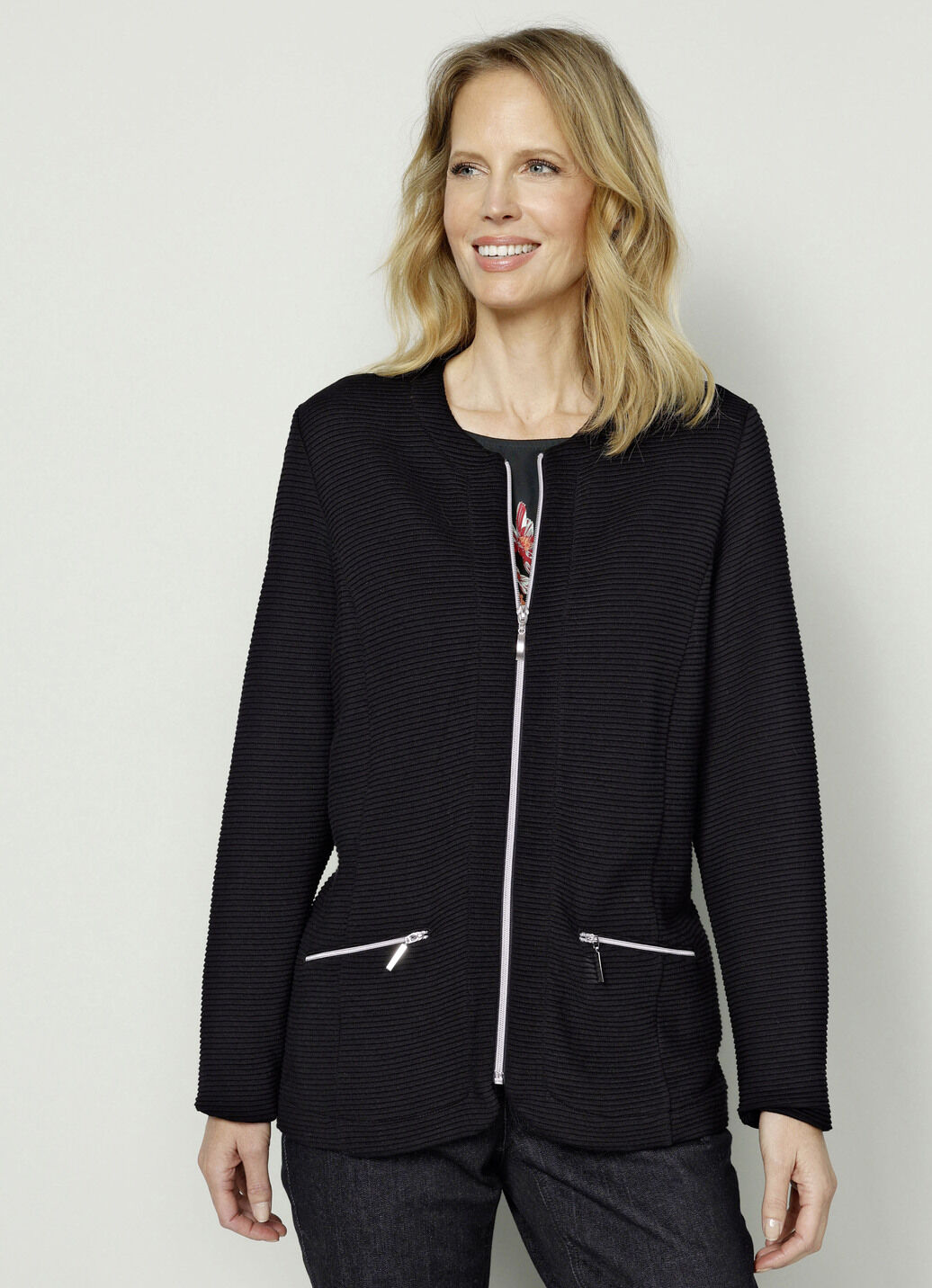 Shirtjacke mit durchgehendem Reißverschluss