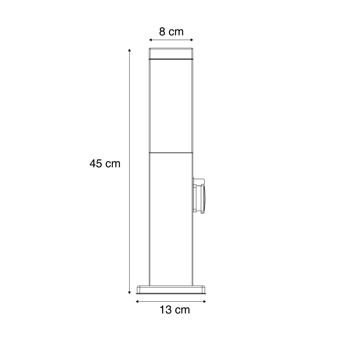 Buitenlamp roestbruin met helder glas 45cm IP44 met stopcontact en bewegingssensor - Malios
