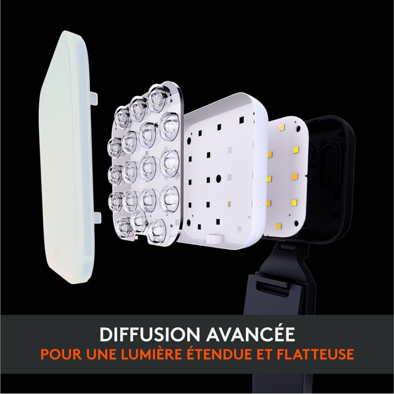 Casque PC Logitech Litra Glow Premium Lumiere LED Streaming - Lumiere ordinateur pour videoconferences pour PC/Mac - Graphite