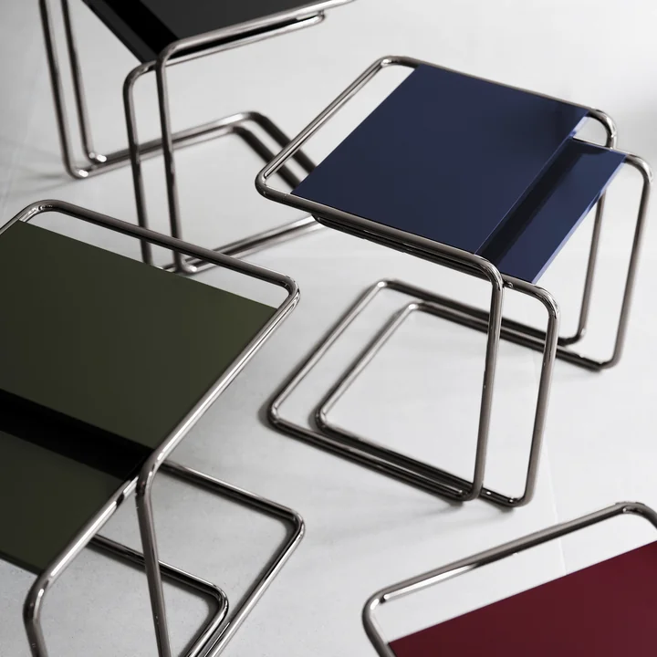 Thonet - JS. THONET a personal Interpretation by Jil SanderB 97 Nordic Satztisch-Set, Nickelsilver / Marmor glacier (2er-Set)