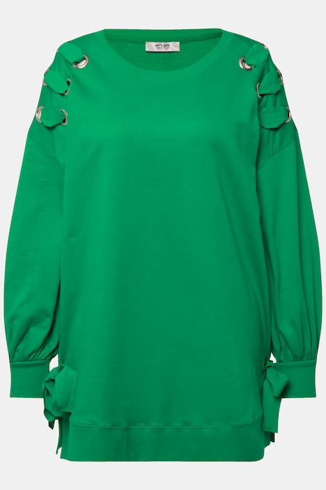 Sweater, Zierösen mit Bindeband, Rundhals, Langarm